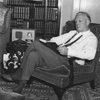 Governor Olson relaxing in the library in the Governor's Mansion (image 70 0f 76 thumb)